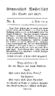 Die erste Ausgabe des Grimmaischen Wochenblattes von 1813 (© Museum Göschenhaus – Archiv Museum Göschenhaus) Die erste Ausgabe des Grimmaischen Wochenblattes von 1813 (© Museum Göschenhaus – Archiv Museum Göschenhaus)