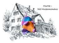 MuMa  Die Museumsmaus ( Museum Gschenhaus // Zeichnung Gschenhaus: Gnter Ketelhut, 2008)